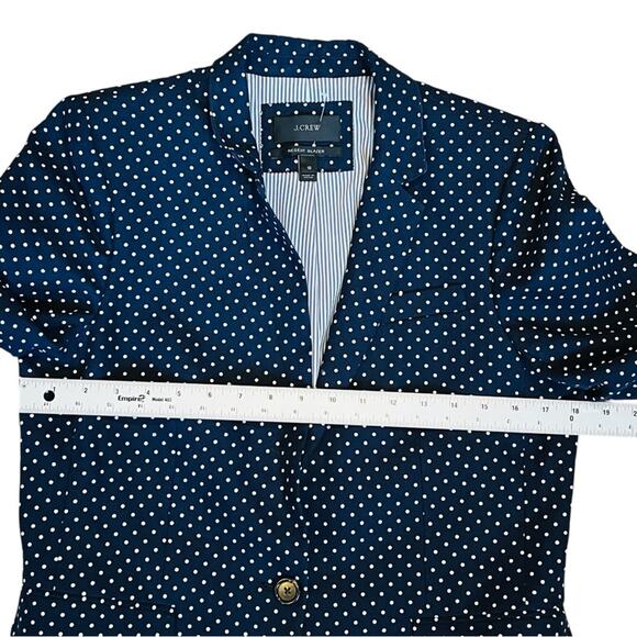 J. Crew Women’s Sz 8 Navy Blue Dot Regent Blazer Linen Single Button - Picture 13 of 15
